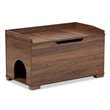 Pemberly Row Walnut Brown Finished Wood Cat Litter Box Cover House