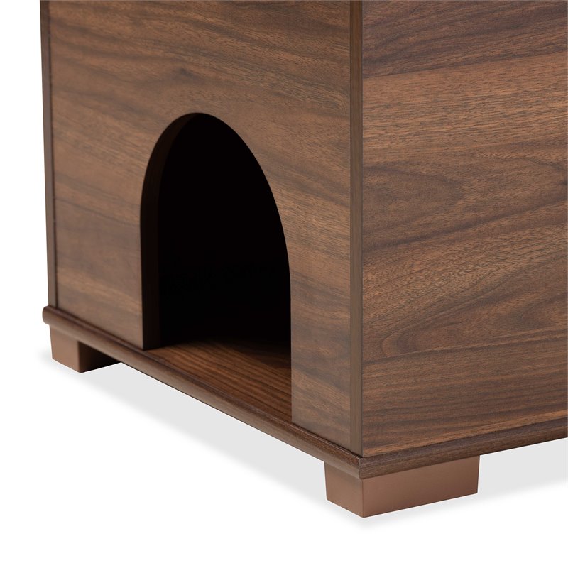 Pemberly Row Walnut Brown Finished Wood Cat Litter Box Cover House