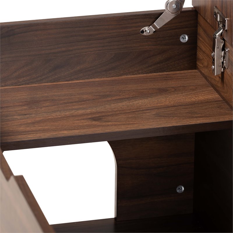 Pemberly Row Walnut Brown Finished Wood Cat Litter Box Cover House
