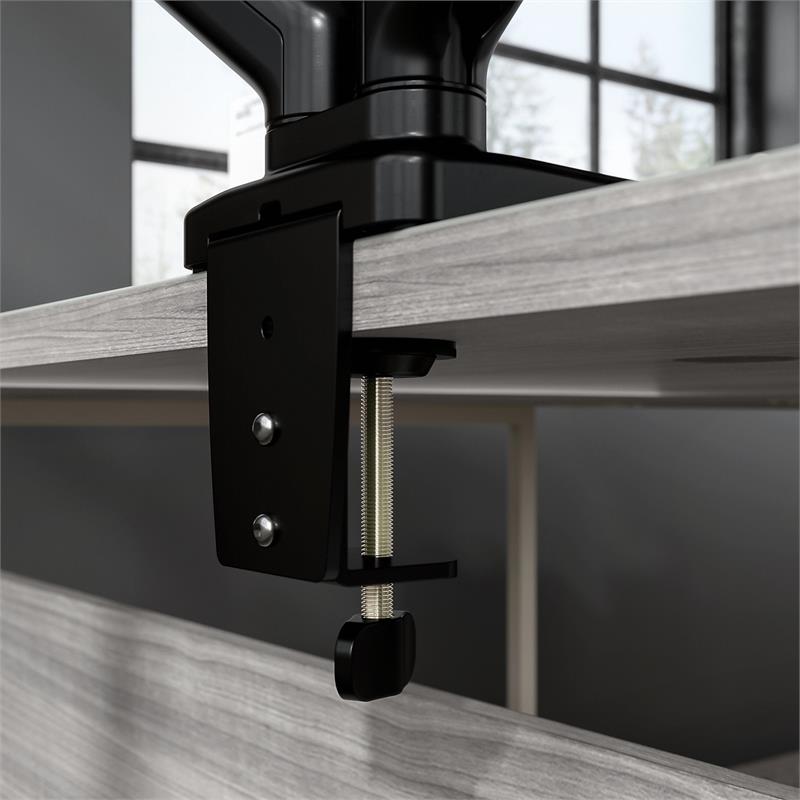 Pemberly Row Adjustable Dual Monitor Arm with USB in Black - Steel