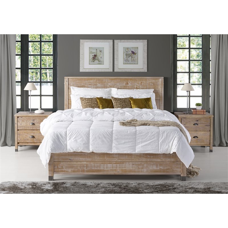 Pemberly Row Modern Solid Wood Full Platform Bed in Barnwood