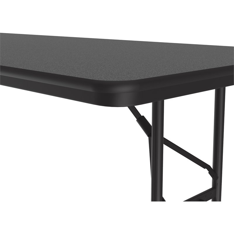 Pemberly Row Adjustable Height Melamine Top Folding Table - Black Granite