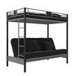 Pemberly Row Silver Screen Twin over Futon Metal Bunk Bed in Silver/Black