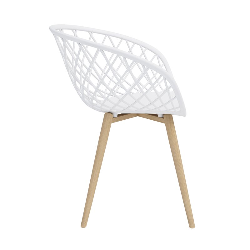 Pemberly Row Steel and Plastic Mini Chair 2 Piece Set in White & Natural