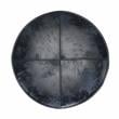 Pemberly Row Round Pouf in Distressed Navy Blue Genuine Leather