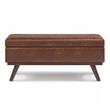 Pemberly Row 42 in.W Table Storage Ottoman - Saddle Brown Faux Leather