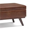 Pemberly Row 42 in.W Table Storage Ottoman - Saddle Brown Faux Leather