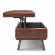 Pemberly Row 42 in.W Table Storage Ottoman - Saddle Brown Faux Leather