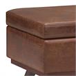 Pemberly Row 42 in.W Table Storage Ottoman - Saddle Brown Faux Leather