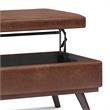 Pemberly Row 42 in.W Table Storage Ottoman - Saddle Brown Faux Leather