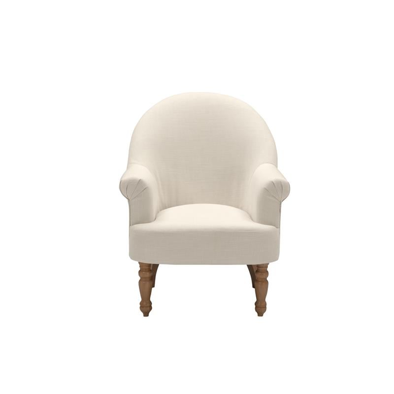 Pemberly Row Accent Chair Cream White Linen Upholstered Flared arms
