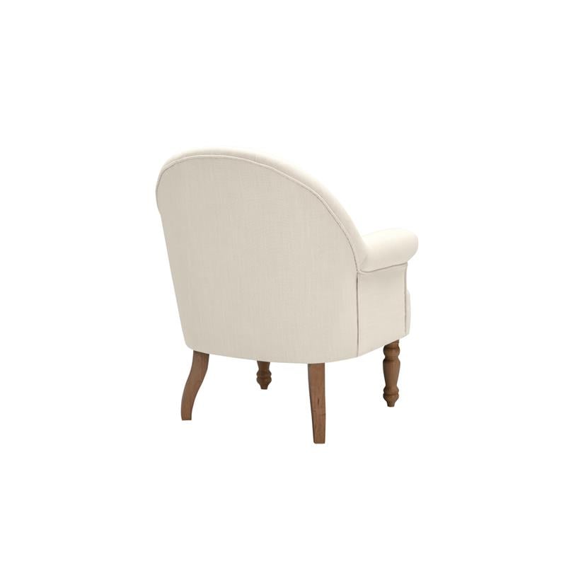 Pemberly Row Accent Chair Cream White Linen Upholstered Flared arms