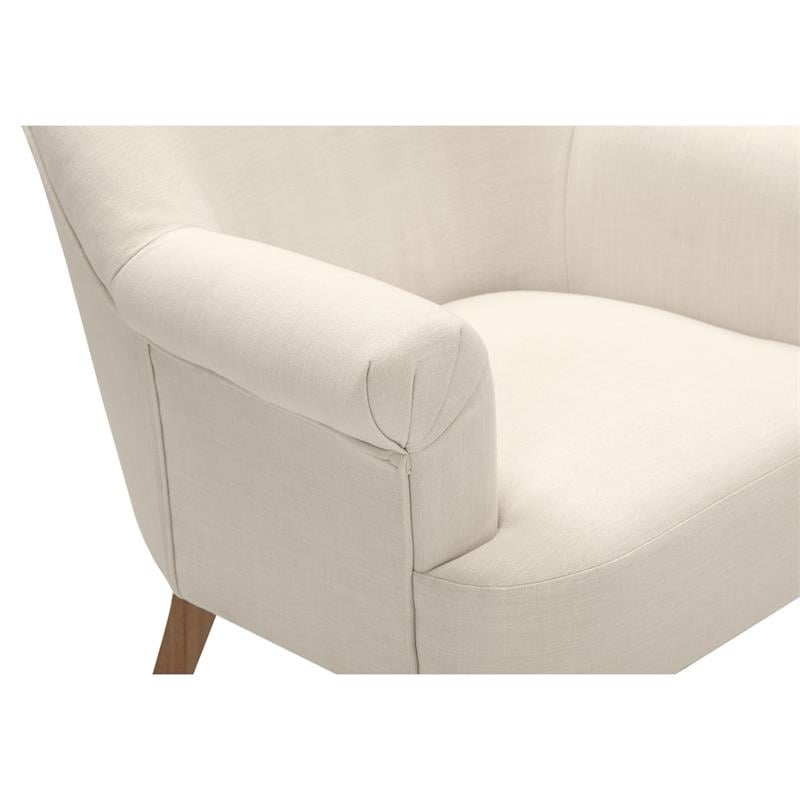 Pemberly Row Accent Chair Cream White Linen Upholstered Flared arms
