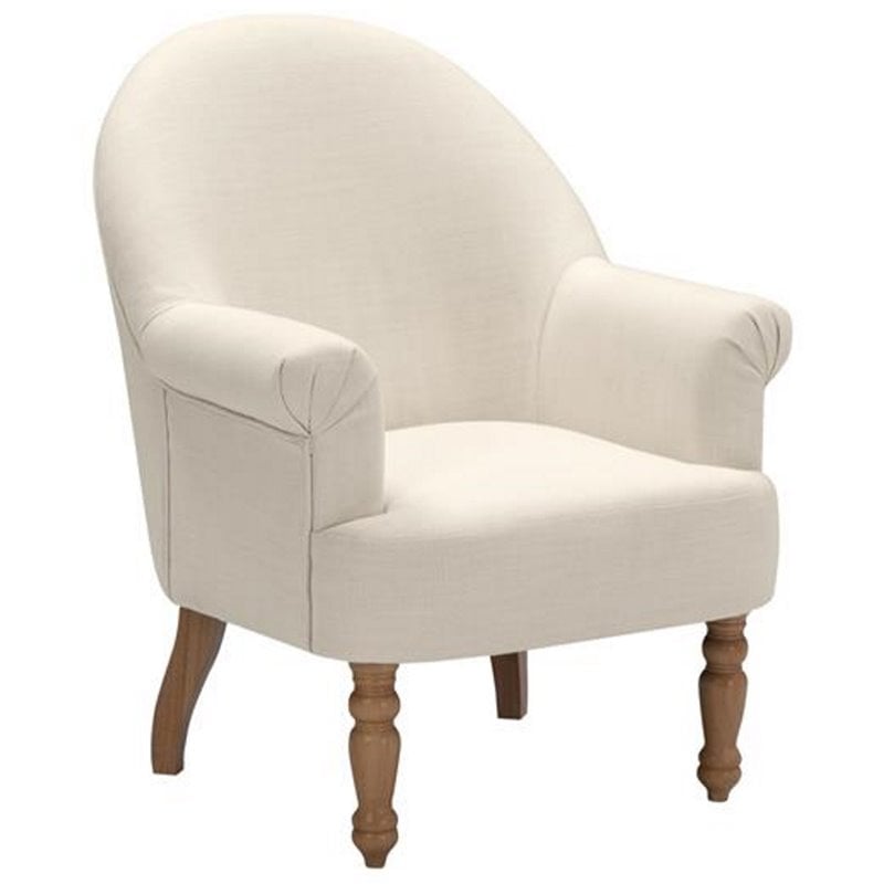 Pemberly Row Accent Chair Cream White Linen Upholstered Flared arms