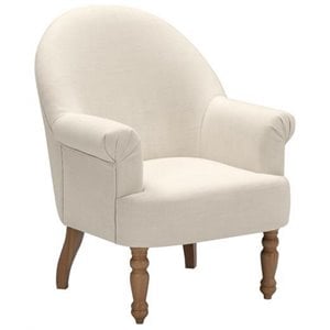 Pemberly Row Accent Chair Cream White Linen Upholstered Flared arms