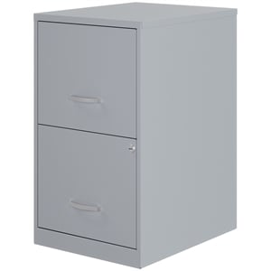 Pemberly Row 18&quotD 2 Drawer Metal Filing Cabinet - Gray/Platinum