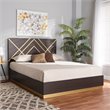 Pemberly Row Dark Brown and Gold Finished Wood Queen Size Platform Bed