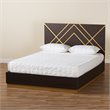 Pemberly Row Dark Brown and Gold Finished Wood Queen Size Platform Bed