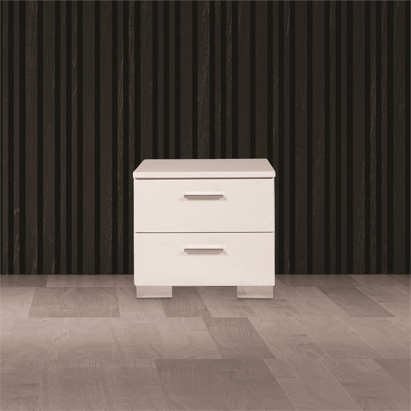 Pemberly Row Contemporary Solid Wood 2-Drawer Nightstand in White