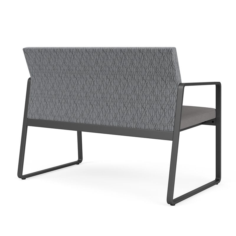Pemberly Row Reception Loveseat in Charcoal/Adler Gray Flannel/Castillo Metal