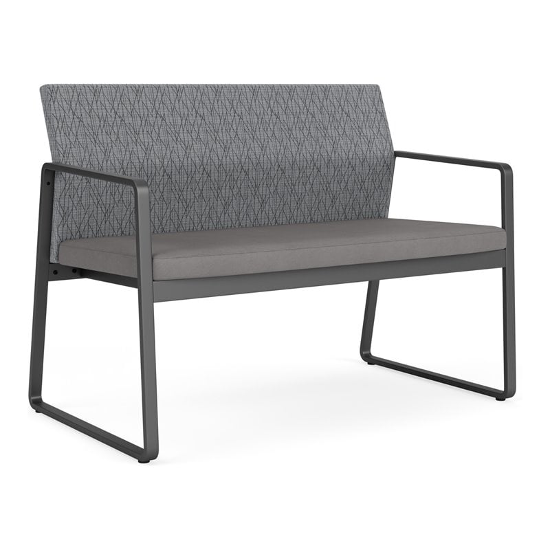 Pemberly Row Reception Loveseat in Charcoal/Adler Gray Flannel/Castillo Metal