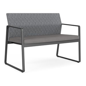 Pemberly Row Reception Loveseat in Charcoal/Adler Gray Flannel/Castillo Metal