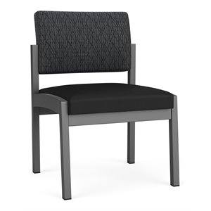 Pemberly Row Armless Guest Chair in Charcoal/Adler Nocturnal/Castillo Black