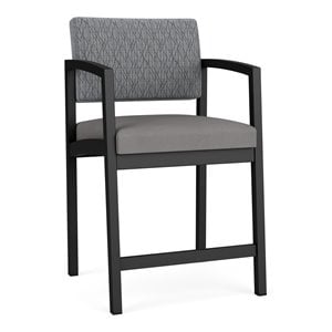 Pemberly Row Fabric Hip Chair in Black/Adler Gray Flannel/Castillo Metal