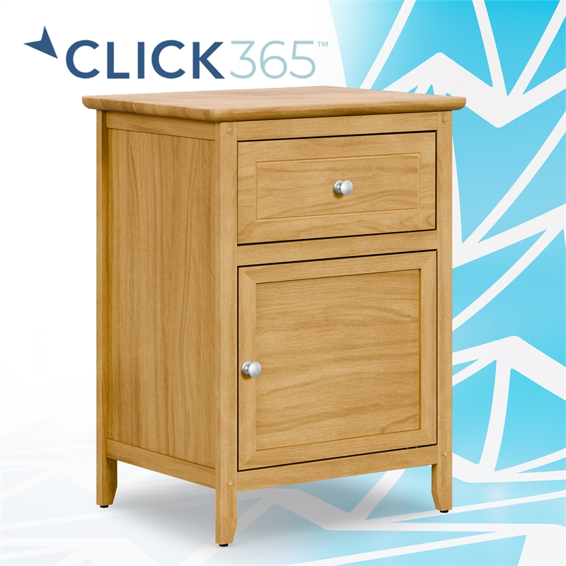 Pemberly Row Side Table with Single Drawer and Storage Cabinet Light Brown