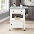 Pemberly Row Engineered Wood Kitchen Cart with Granite Top and White Base