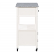 Pemberly Row Engineered Wood Kitchen Cart with Granite Top and White Base