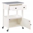 Pemberly Row Engineered Wood Kitchen Cart with Granite Top and White Base