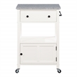 Pemberly Row Engineered Wood Kitchen Cart with Granite Top and White Base