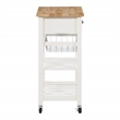 Pemberly Row Engineered Wood Kitchen Cart With Wood Top and White Base