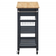Pemberly Row Engineered Wood Kitchen Cart With Wood Top and Blue Stone Base