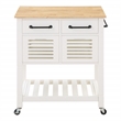Pemberly Row Engineered Wood Kitchen Cart with Wood Top and White Base