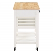 Pemberly Row Engineered Wood Kitchen Cart with Wood Top and White Base