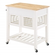 Pemberly Row Engineered Wood Kitchen Cart with Wood Top and White Base