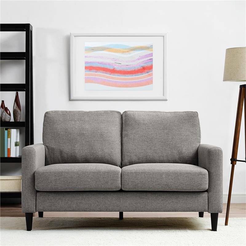 Pemberly Row Contemporary Transitional Loveseat in Gray Finish