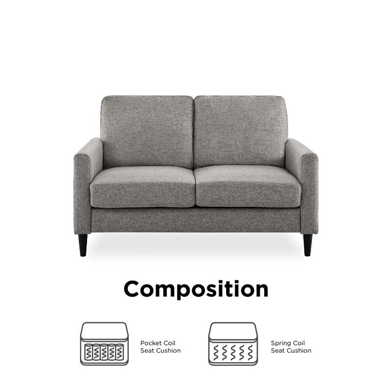 Pemberly Row Contemporary Transitional Loveseat in Gray Finish