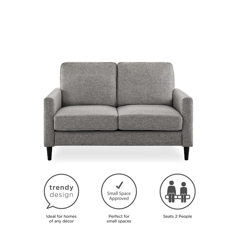 Pemberly Row Contemporary Transitional Loveseat in Gray Finish