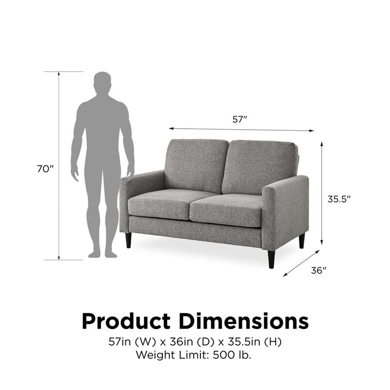 Pemberly Row Contemporary Transitional Loveseat in Gray Finish