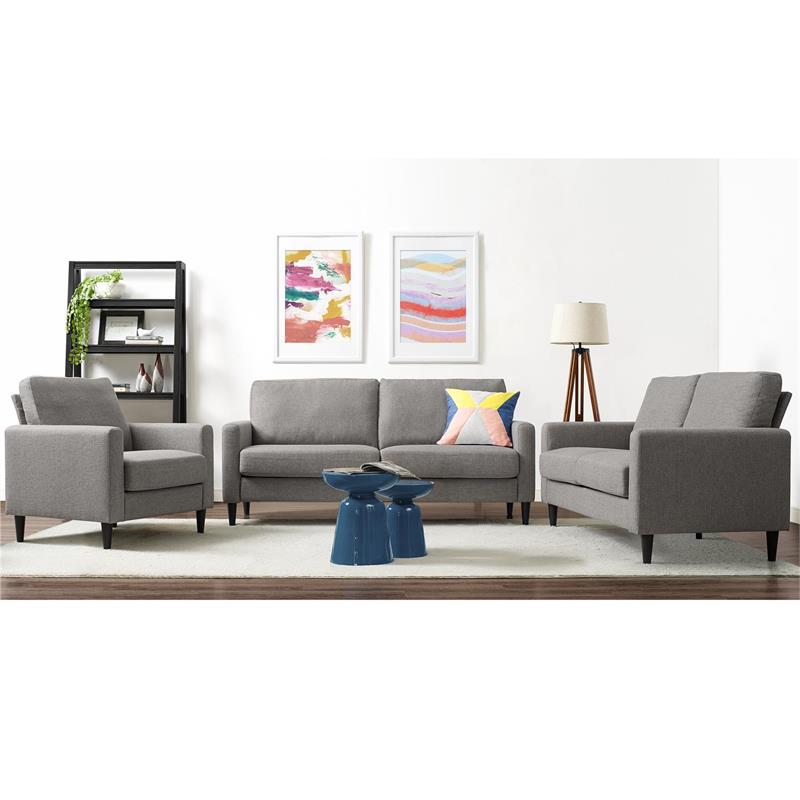 Pemberly Row Contemporary Transitional Loveseat in Gray Finish