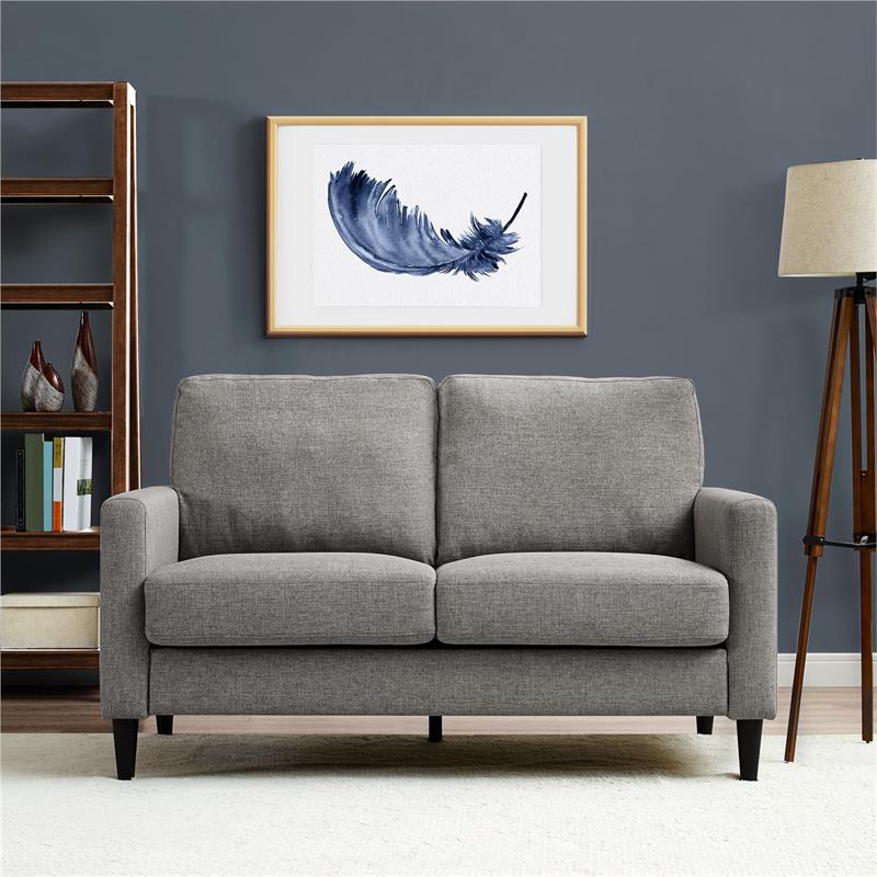 Pemberly Row Contemporary Transitional Loveseat in Gray Finish