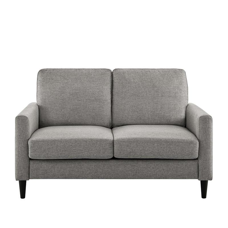 Pemberly Row Contemporary Transitional Loveseat in Gray Finish