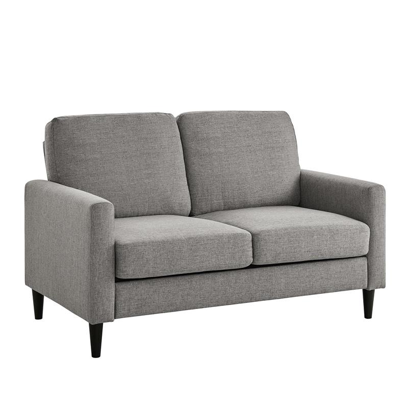 Pemberly Row Contemporary Transitional Loveseat in Gray Finish
