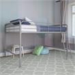 Pemberly Row Contemporary Junior Full Metal Loft Bed in Silver