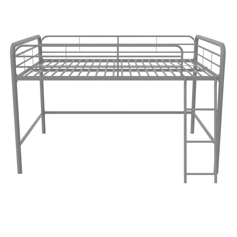 Pemberly Row Contemporary Junior Full Metal Loft Bed in Silver