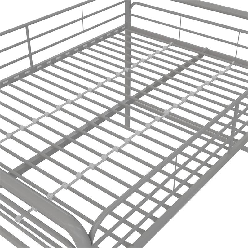 Pemberly Row Contemporary Junior Full Metal Loft Bed in Silver