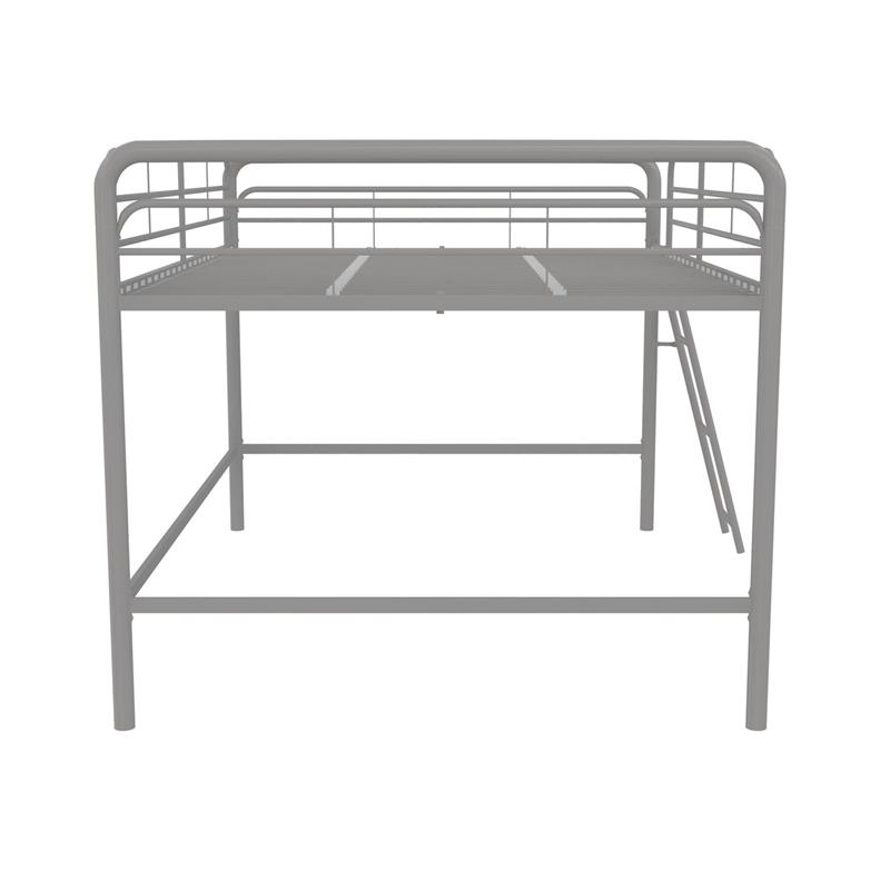 Pemberly Row Contemporary Junior Full Metal Loft Bed in Silver
